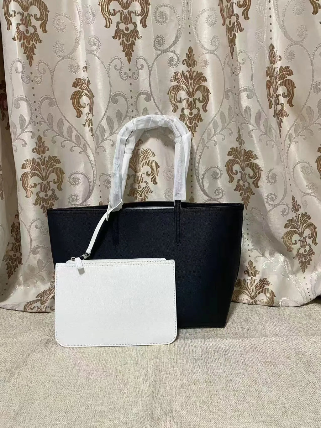 French Crocodile Double Fabric Tote Bag Large Capacity Ladies Shoulder Bag Fashionable Solid Color Commuter Handbag