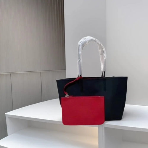 French Crocodile Double Fabric Tote Bag Large Capacity Ladies Shoulder Bag Fashionable Solid Color Commuter Handbag