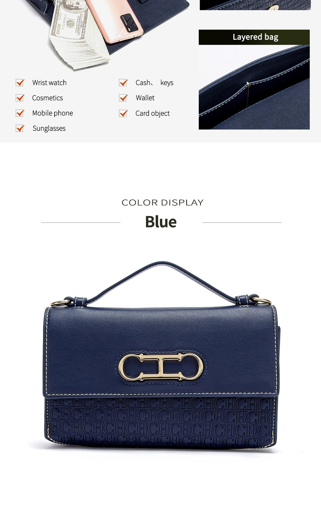 CH Crossbody Bag Brand Women's Bag Letter Print Leather Compact Elegant Handbag Tote Bag Exquisite Fashion Women's Bag