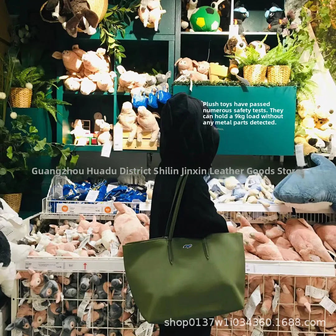 Large Capacity Shoulder Bag French New Style Crocodile Women's Handbag Shopping Bag Dumpling Bag Tote Bag Soft PVC Material