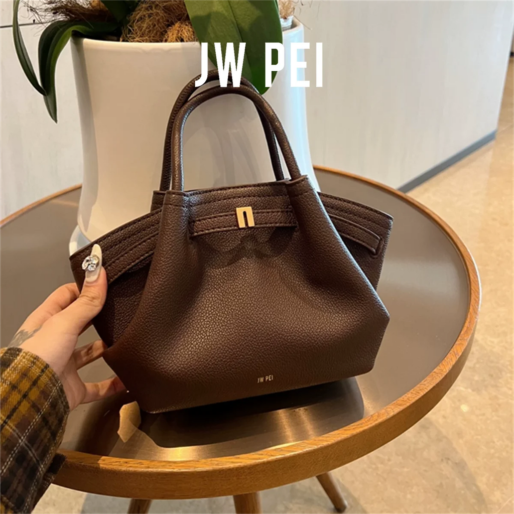 JW PEI 2025New Women's Canvas Brown Crossbody Shoulder Bag Mini Vegan Leather Tote Bag Handbag Dumpling Bag High Quality Leather