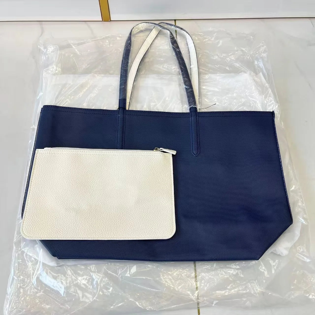 French Crocodile Double Fabric Tote Bag Large Capacity Ladies Shoulder Bag Fashionable Solid Color Commuter Handbag