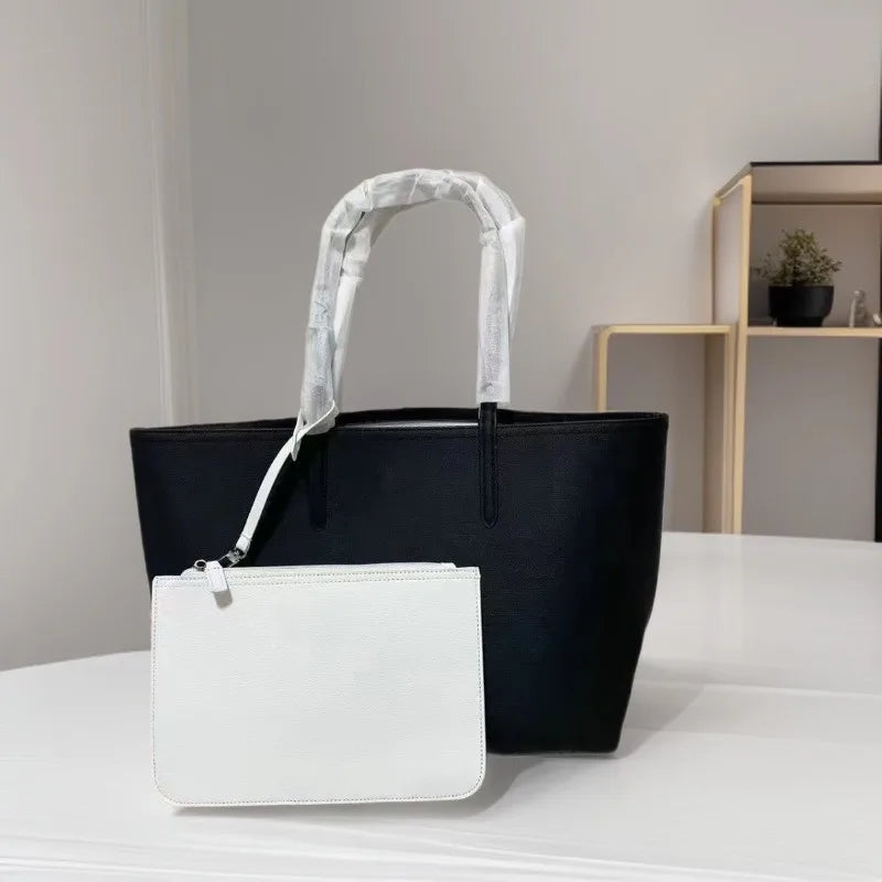 French Crocodile Double Fabric Tote Bag Large Capacity Ladies Shoulder Bag Fashionable Solid Color Commuter Handbag