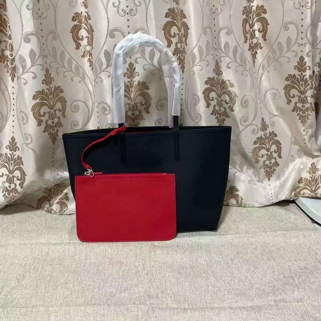 French Crocodile Double Fabric Tote Bag Large Capacity Ladies Shoulder Bag Fashionable Solid Color Commuter Handbag