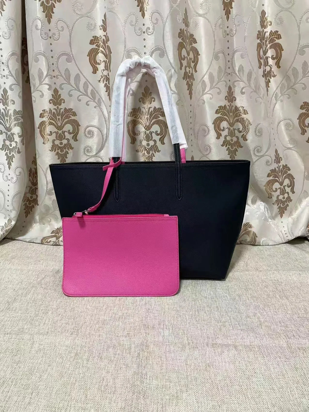 French Crocodile Double Fabric Tote Bag Large Capacity Ladies Shoulder Bag Fashionable Solid Color Commuter Handbag