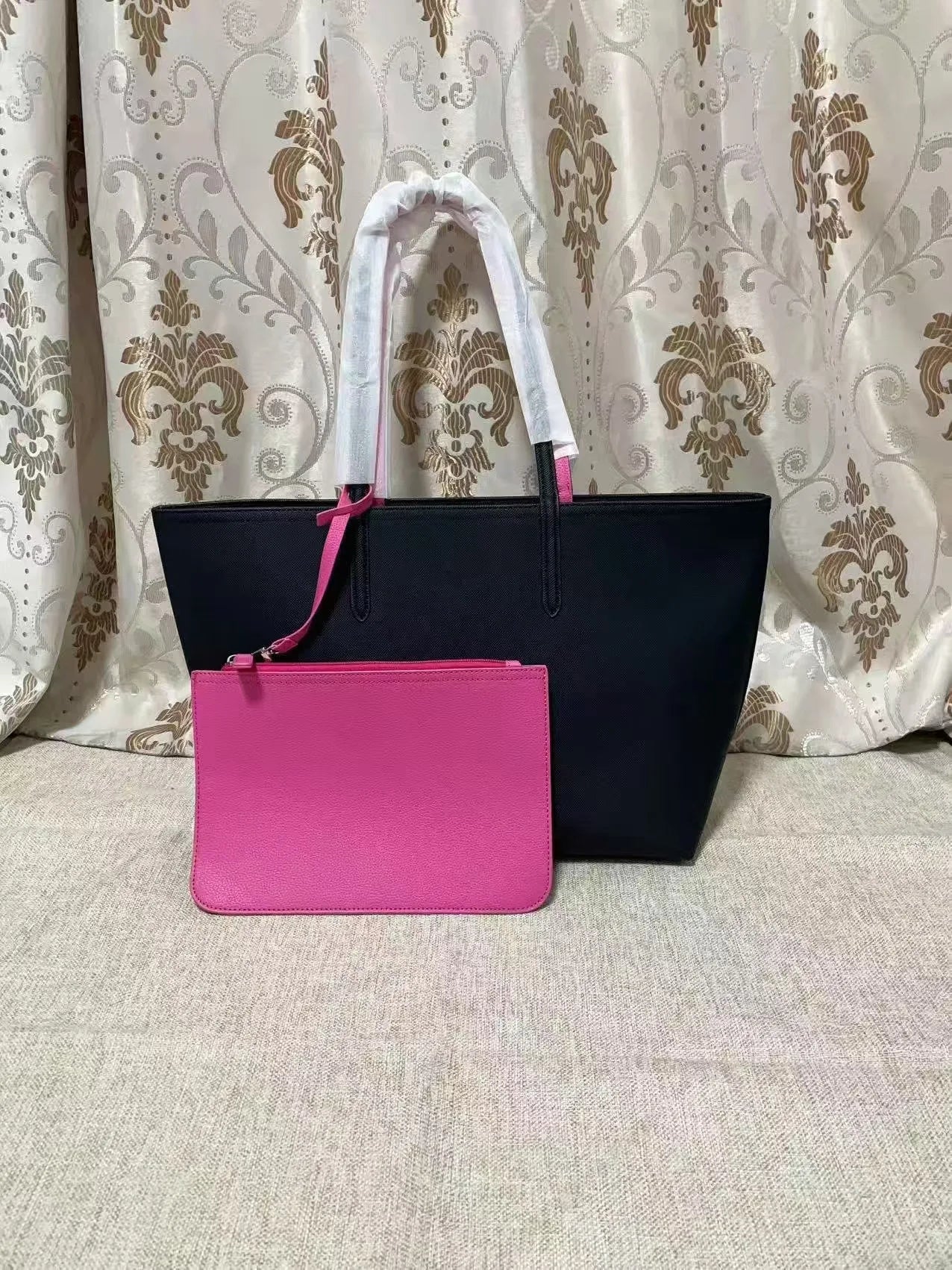 French Crocodile Double Fabric Tote Bag Large Capacity Ladies Shoulder Bag Fashionable Solid Color Commuter Handbag